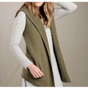 Toad&Co Merino Wool Heartfelt Vest Hooded Olive Green Size Small